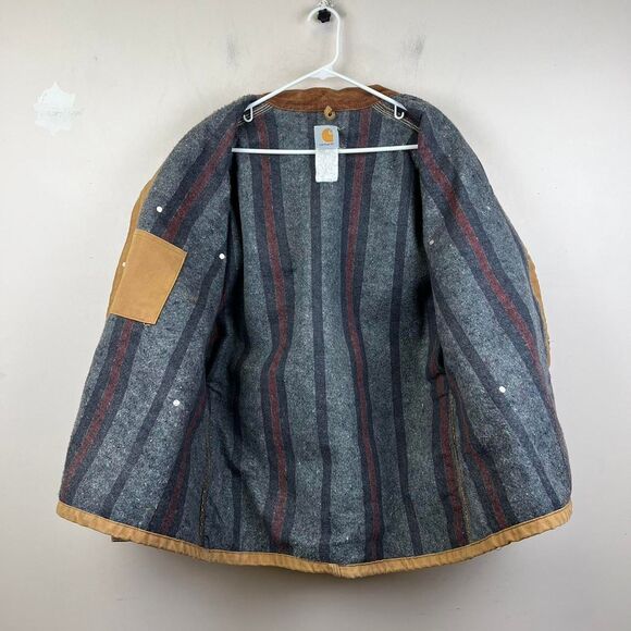 Vintage Carhartt 001 BRN Blanket Lined Jacket Size 46 Regular Brown Tan Pockets - Picture 5 of 6